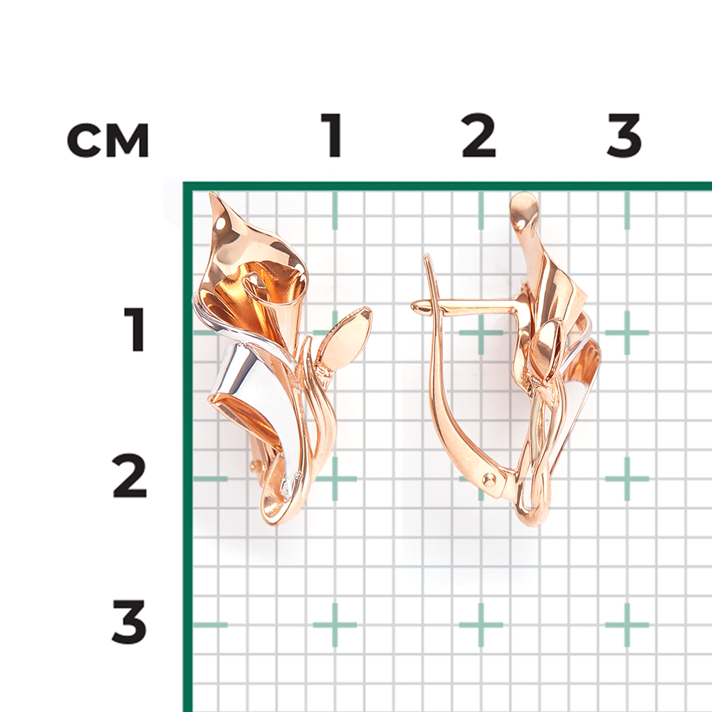 Серьги «Каллы» с английским замком из красного золота 02-3923-00-000-1110-48