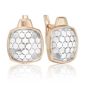 Серьги с английским замком из комбинированного золота 02-5262-00-000-1111
