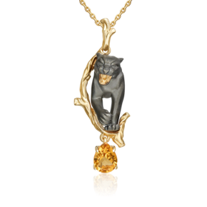 Подвеска «Чёрная пантера» из лимонного золота с цитрином 03-3501-00-206-1130