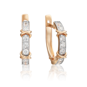 Серьги с английским замком из красного золота с фианитами 02-4541-00-401-1110