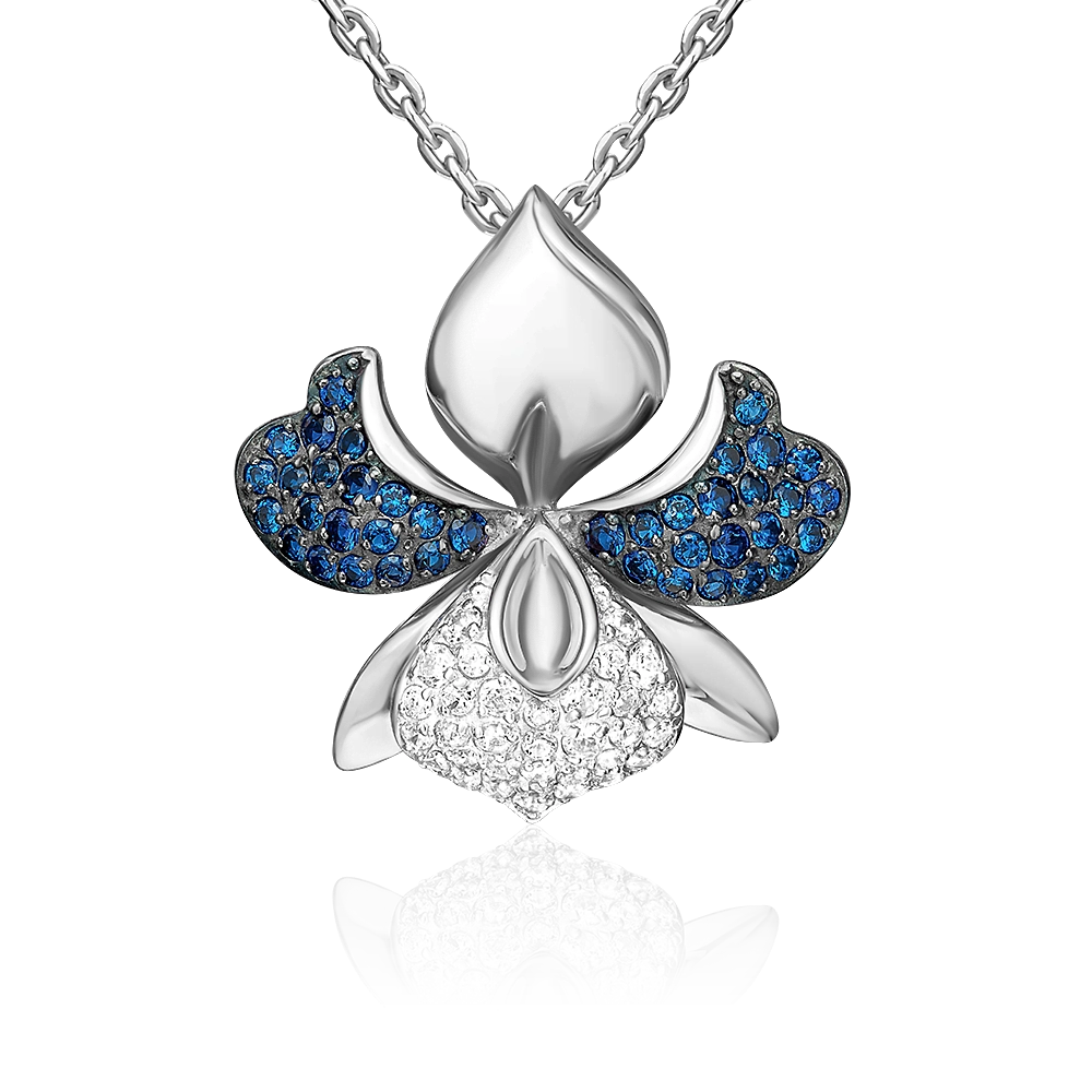 Подвеска «Орхидея» из белого золота с фианитами 03-2375-00-404-1120-32