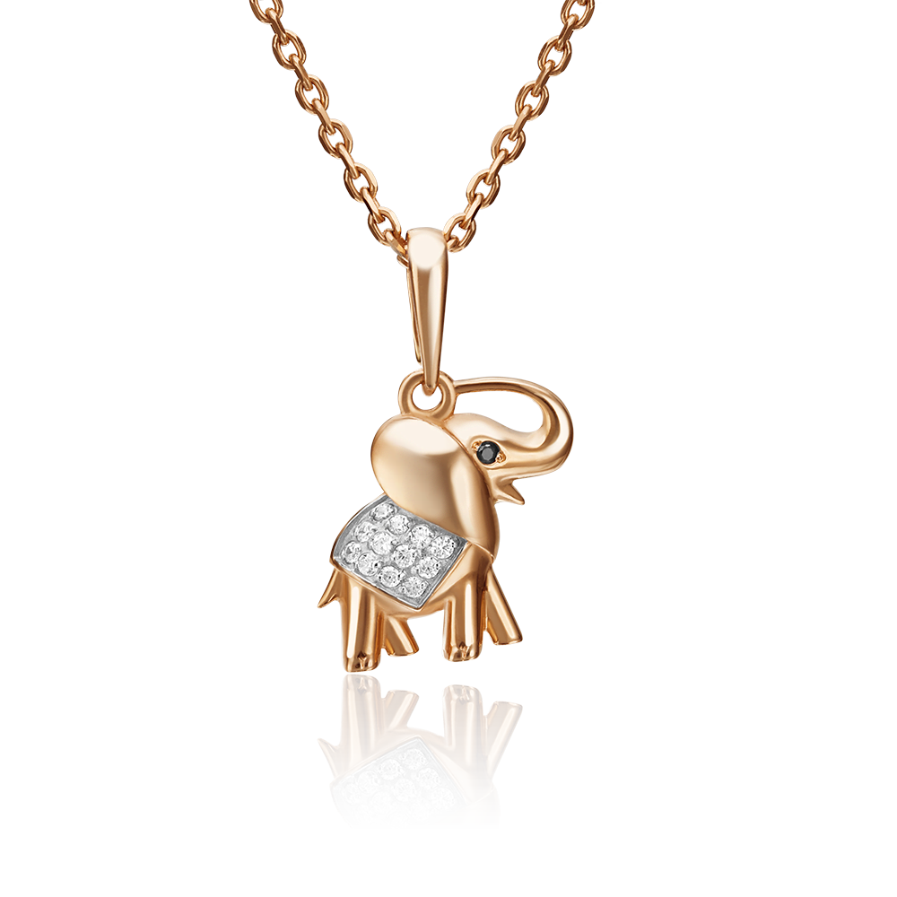 Подвеска «Слон» из красного золота с фианитами 03-2379-00-403-1110-03