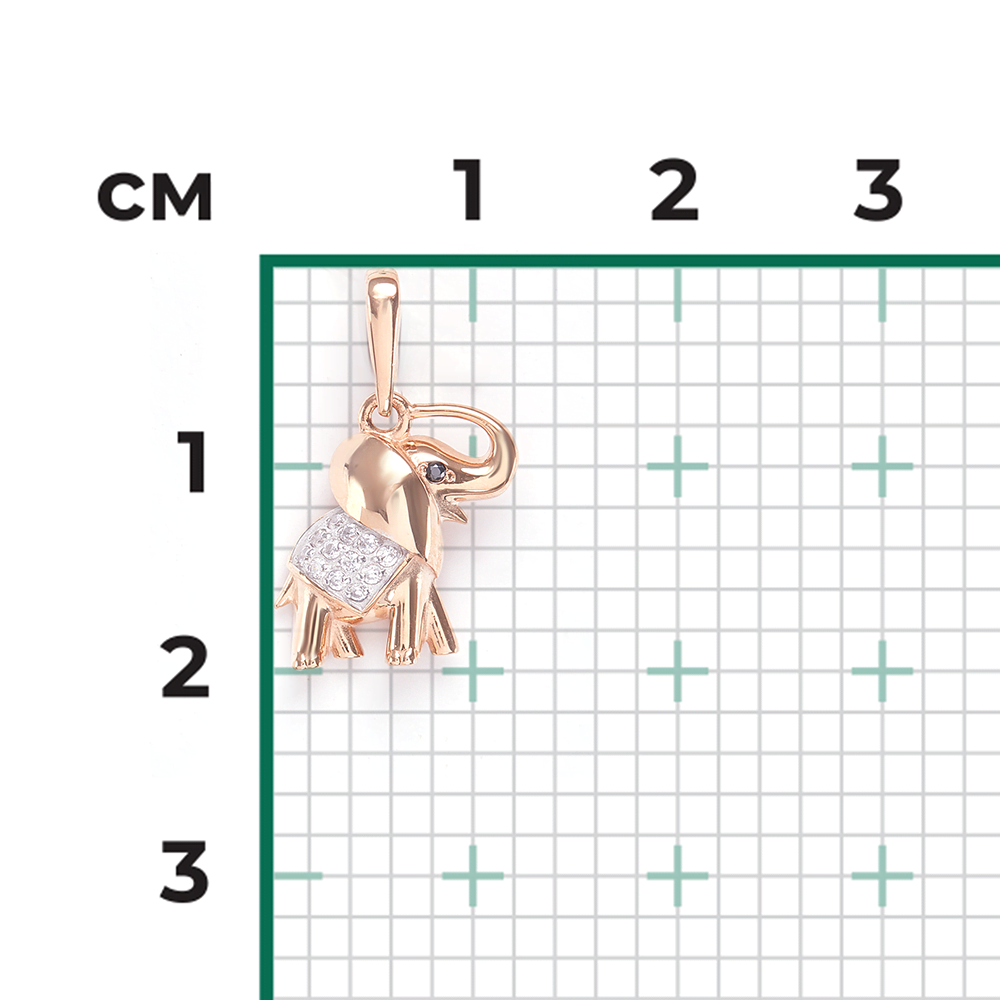 Подвеска «Слон» из красного золота с фианитами 03-2379-00-403-1110-03