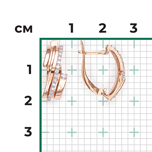 Серьги с английским замком из красного золота с фианитами 02-4603-00-401-1110-23