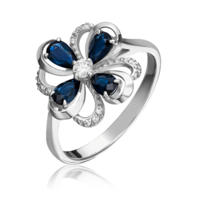 Кольцо из белого золота с сапфирами и бриллиантами 01-1466-00-105-1120-30