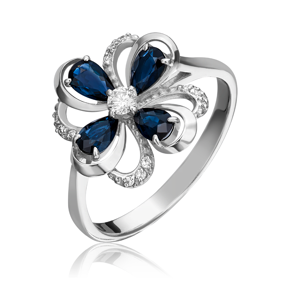 Кольцо из белого золота с сапфирами и бриллиантами 01-1466-00-105-1120-30