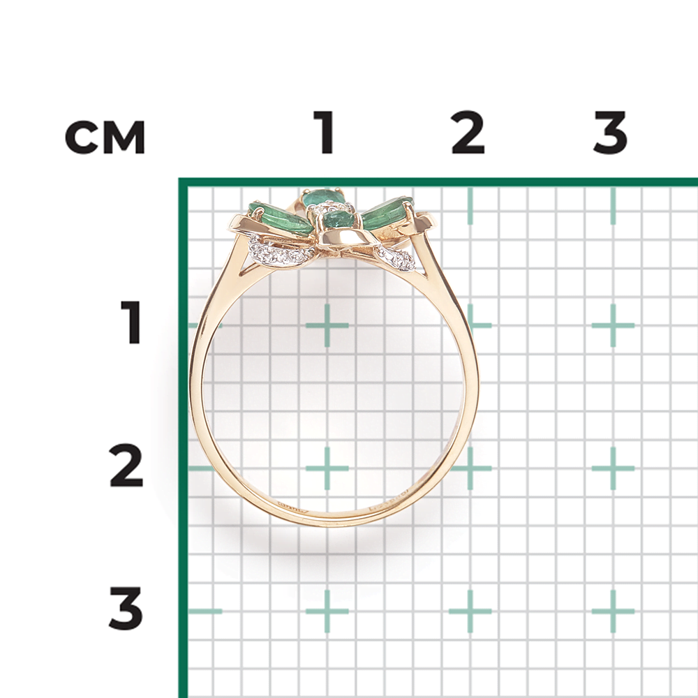 Кольцо из красного золота с изумрудами и бриллиантами 01-1465-00-106-1110-30