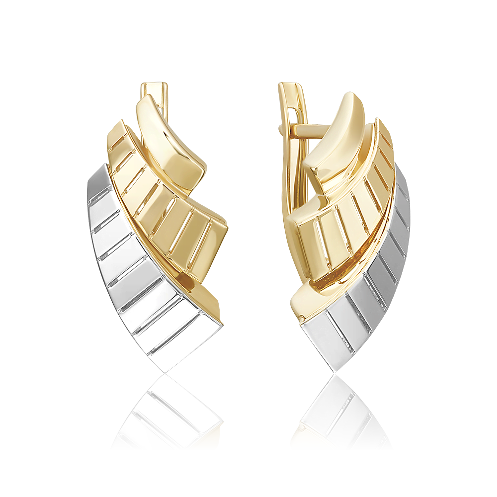 Серьги с английским замком из комбинированного золота 02-5369-00-000-1121