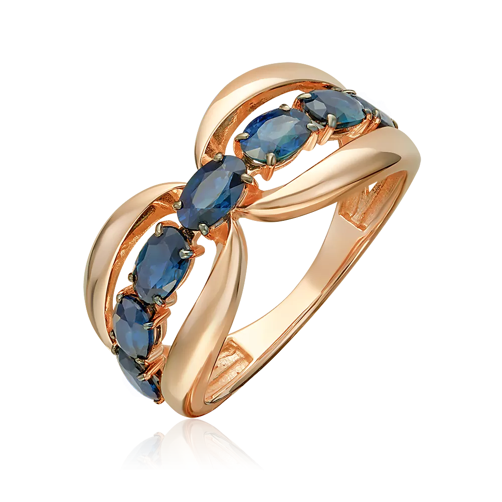 Кольцо из красного золота с сапфирами 01-5865-00-102-1110