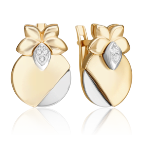 Серьги с английским замком из комбинированного золота с бриллиантами 02-5017-00-101-1121
