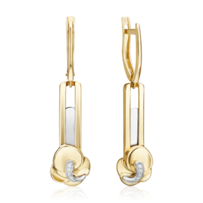 Серьги с английским замком из комбинированного золота с бриллиантами 02-5021-00-101-1121