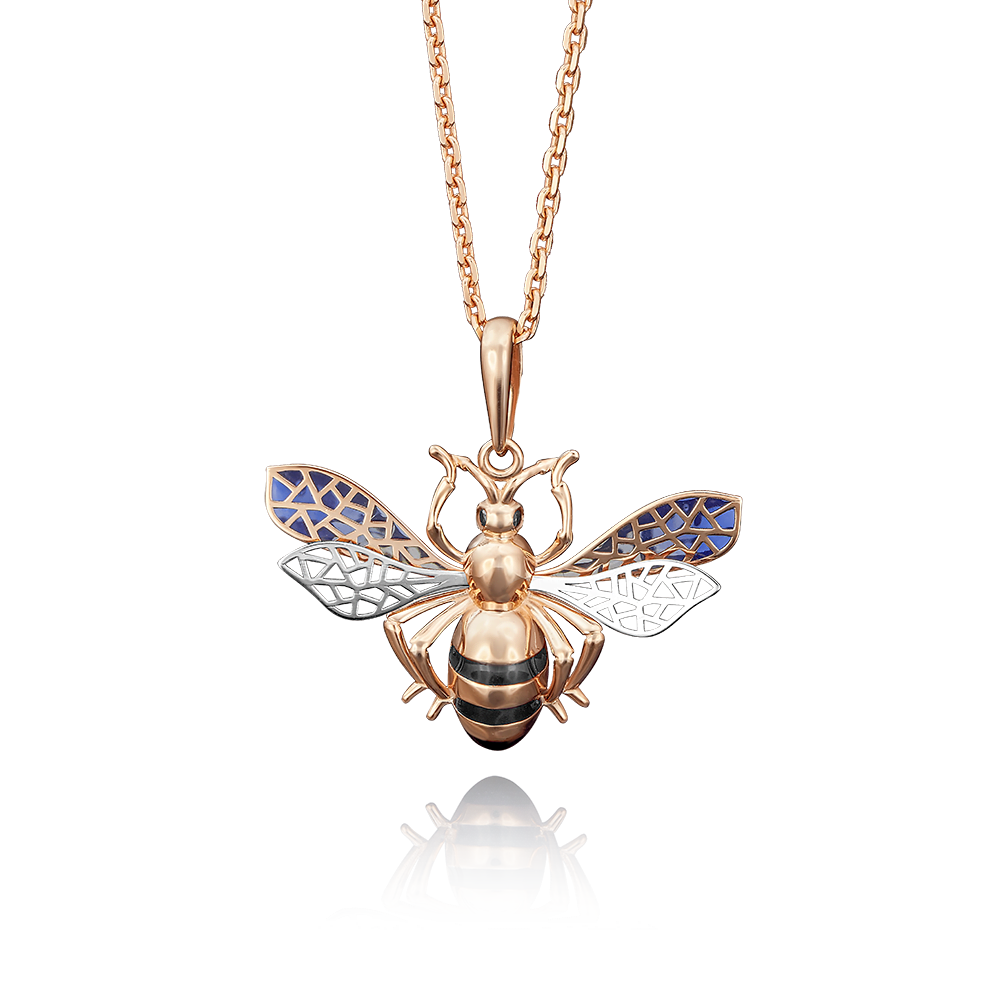 Подвеска «Оса» из красного золота с фианитами и эмалью 03-2557-00-402-1110-48