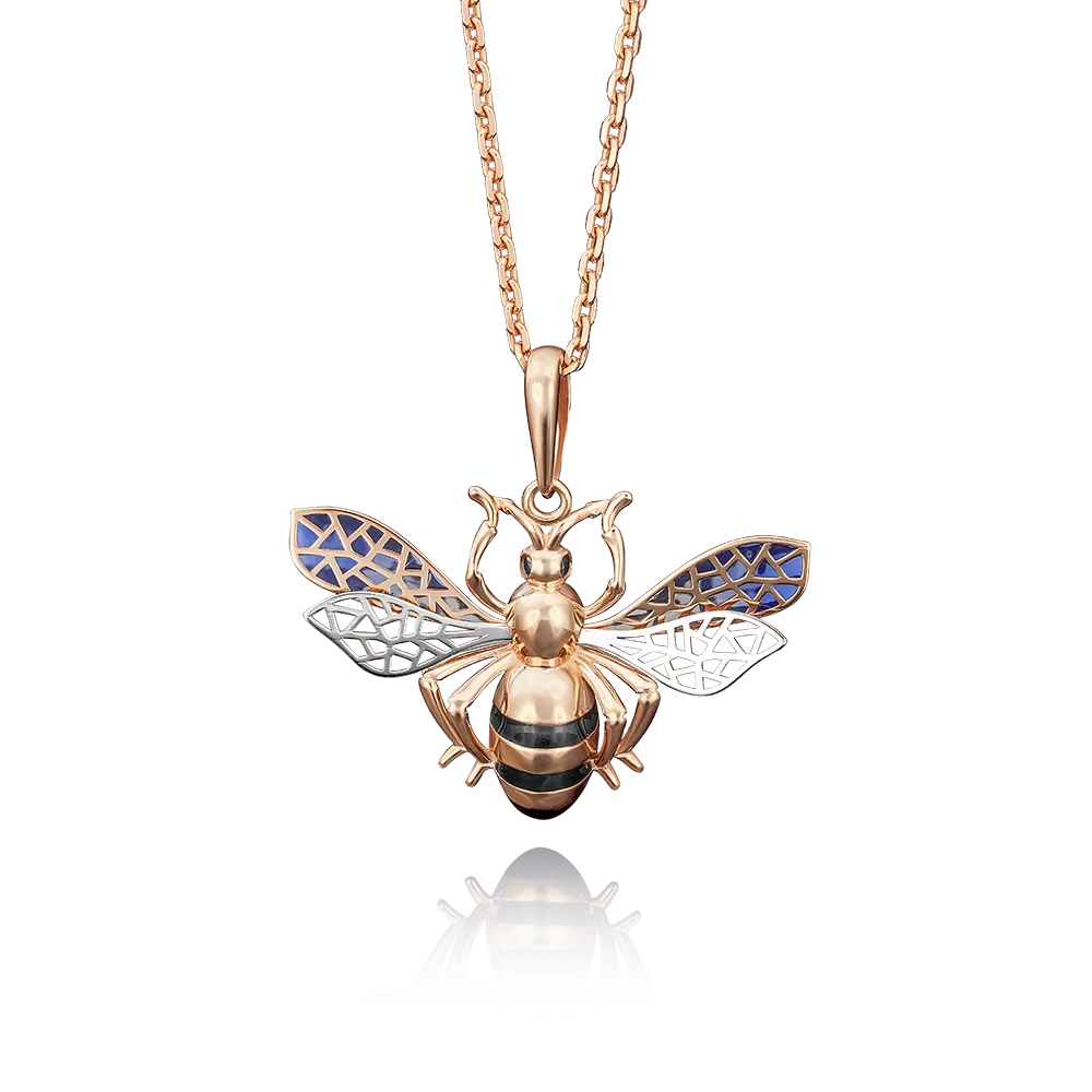 Подвеска «Оса» из красного золота с фианитами и эмалью 03-2557-00-402-1110-48