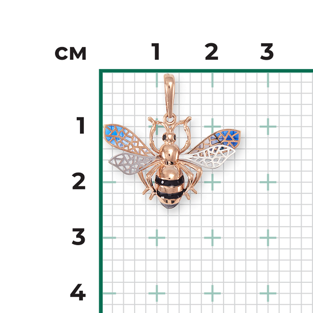 Подвеска «Оса» из красного золота с фианитами и эмалью 03-2557-00-402-1110-48