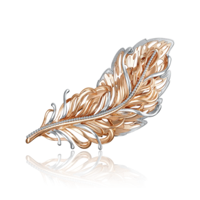 Брошь «Перо Жар-птицы» из красного золота 04-0193-00-000-1110-48