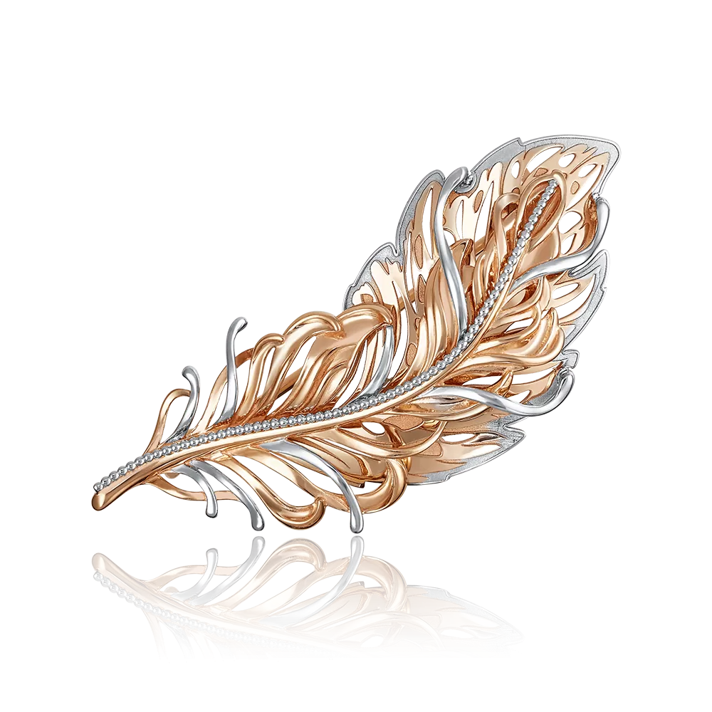 Брошь «Перо Жар-птицы» из красного золота 04-0193-00-000-1110-48