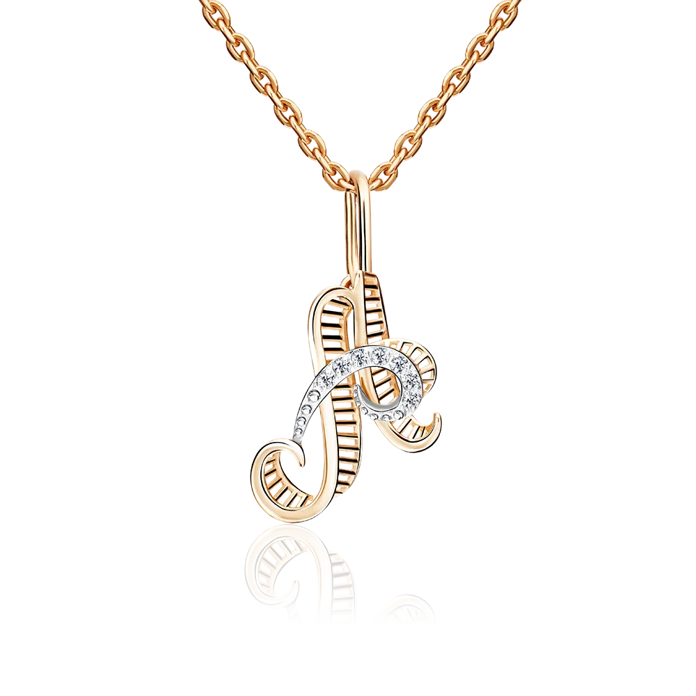 Подвеска «Буква А» из красного золота с фианитами 03-2448-А-401-1110-03