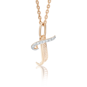 Подвеска «Буква Г» из красного золота с фианитами 03-2448-Г-401-1110-03