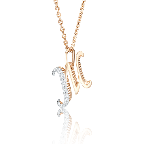 Подвеска «Буква Ж» из красного золота с фианитами 03-2448-Ж-401-1110-03