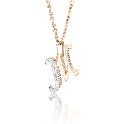 Подвеска «Буква Ж» из красного золота с фианитами 03-2448-Ж-401-1110-03