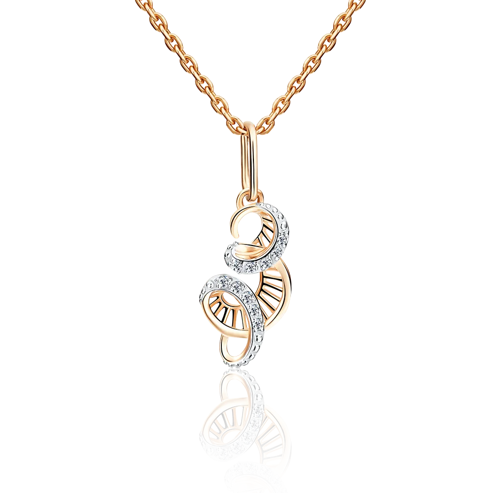 Подвеска «Буква З» из красного золота с фианитами 03-2448-З-401-1110-03