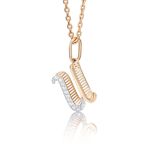 Подвеска «Буква И» из красного золота с фианитами 03-2448-И-401-1110-03