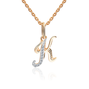 Подвеска «Буква К» из красного золота с фианитами 03-2448-К-401-1110-03