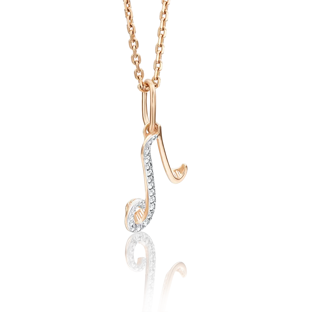 Подвеска «Буква Л» из красного золота с фианитами 03-2448-Л-401-1110-03