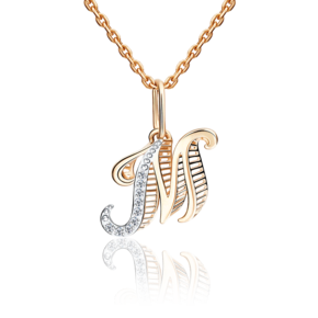 Подвеска «Буква М» из красного золота с фианитами 03-2448-М-401-1110-03