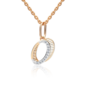 Подвеска «Буква О» из красного золота с фианитами 03-2448-О-401-1110-03