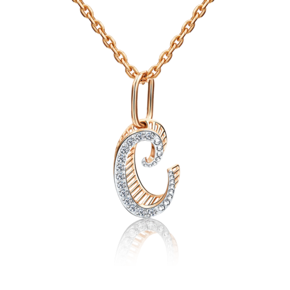 Подвеска «Буква С» из красного золота с фианитами 03-2448-С-401-1110-03