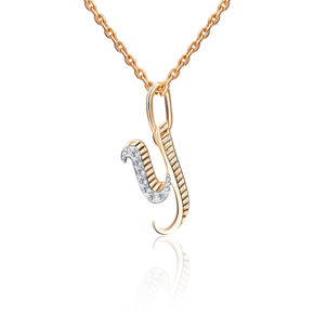 Подвеска «Буква У» из красного золота с фианитами 03-2448-У-401-1110-03