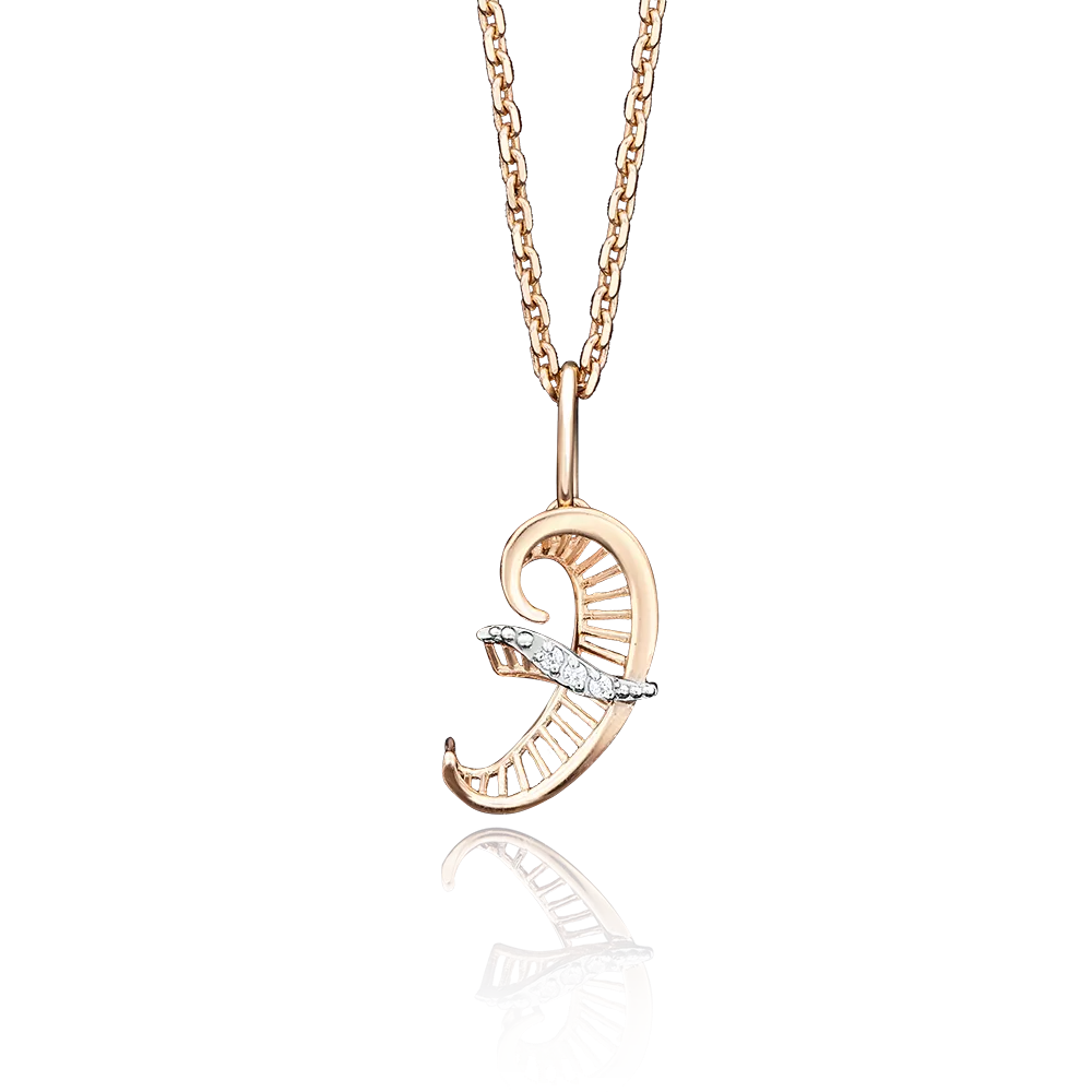 Подвеска «Буква Э» из красного золота с фианитами 03-2448-Э-401-1110-03