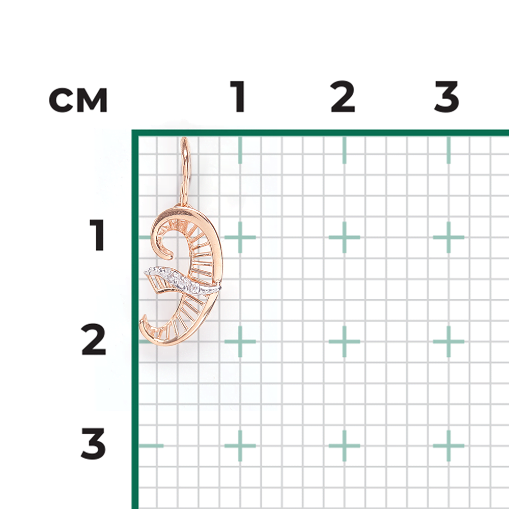 Подвеска «Буква Э» из красного золота с фианитами 03-2448-Э-401-1110-03