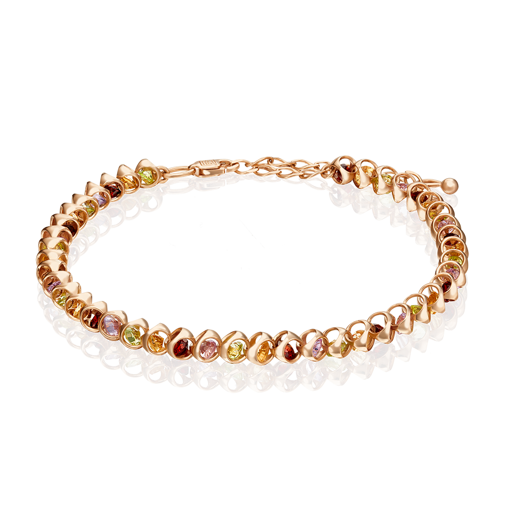 Браслет из красного золота с миксом камней 05-0628-00-720-1110-46