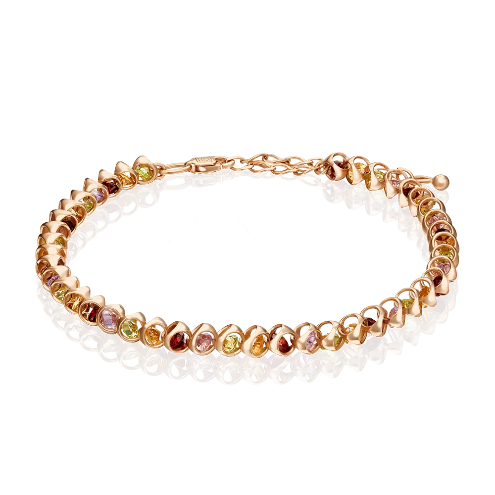 Браслет из красного золота с миксом камней 05-0628-00-720-1110-46