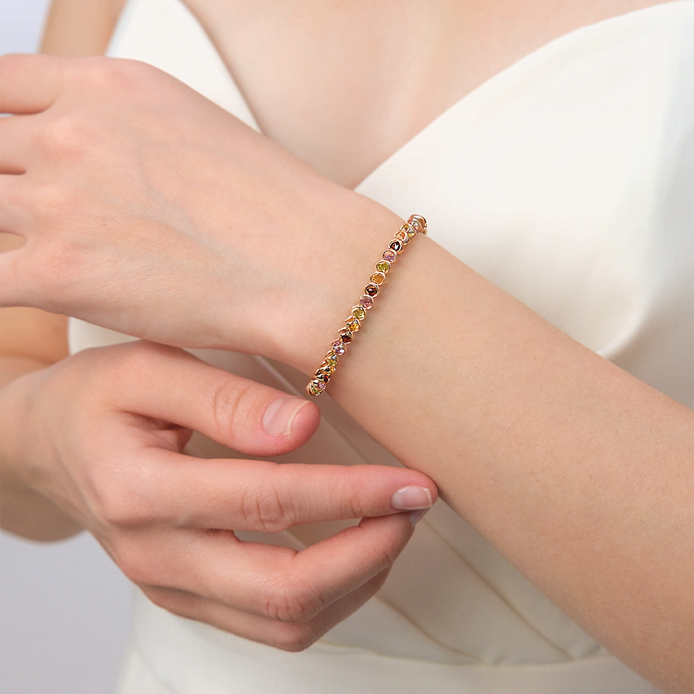 Браслет из красного золота с миксом камней 05-0628-00-720-1110-46