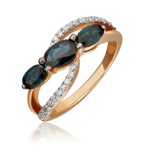 Кольцо из красного золота с сапфирами и бриллиантами 01-1544-00-105-1110-30