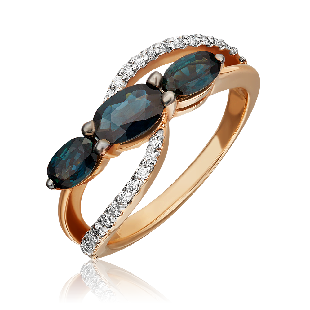 Кольцо из красного золота с сапфирами и бриллиантами 01-1544-00-105-1110-30