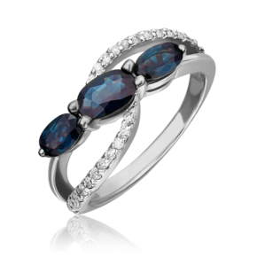 Кольцо из белого золота с сапфирами и бриллиантами 01-1544-00-105-1120-30