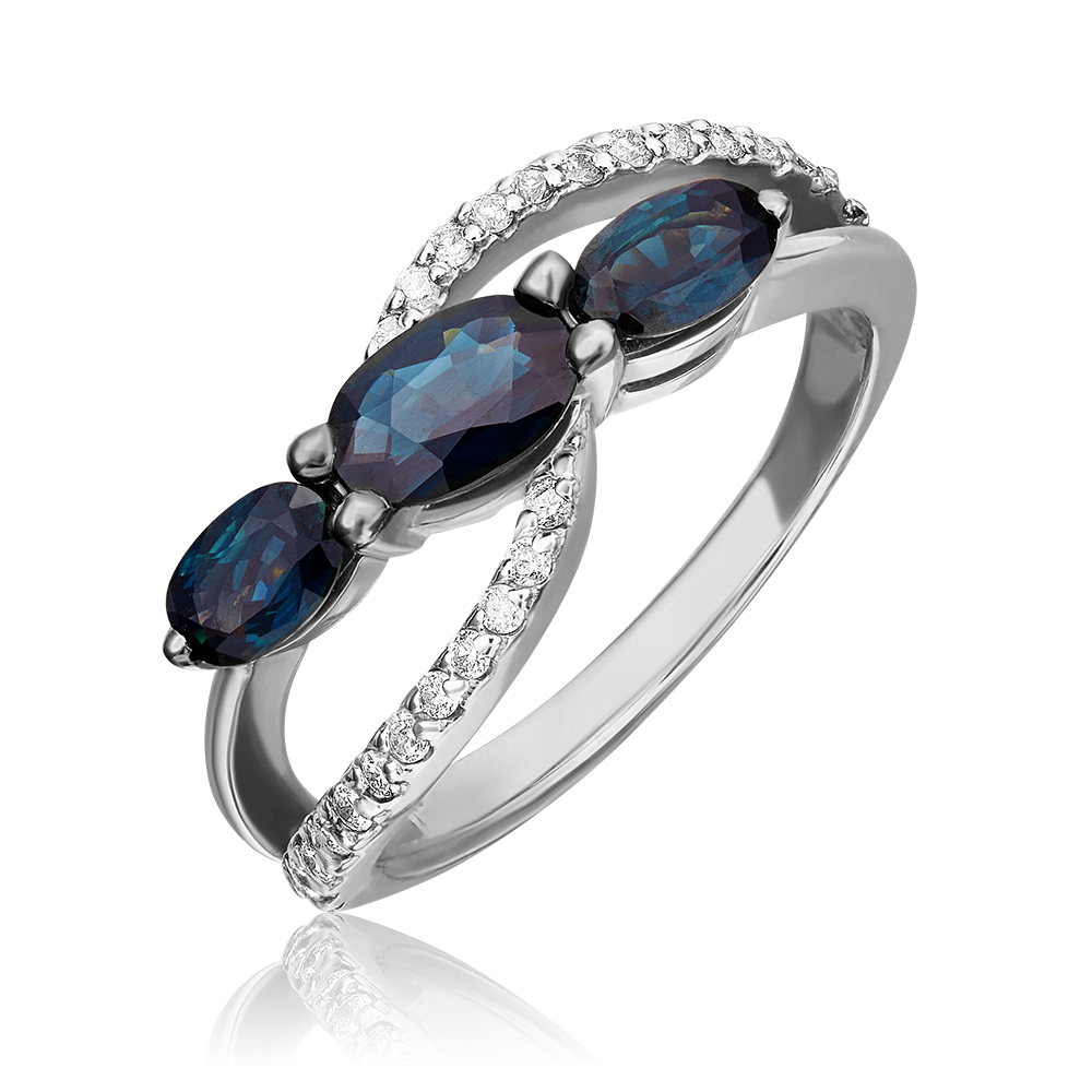 Кольцо из белого золота с сапфирами и бриллиантами 01-1544-00-105-1120-30