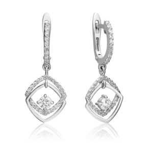 Серьги с английским замком из белого золота с бриллиантами 02-0803-00-101-1120-30