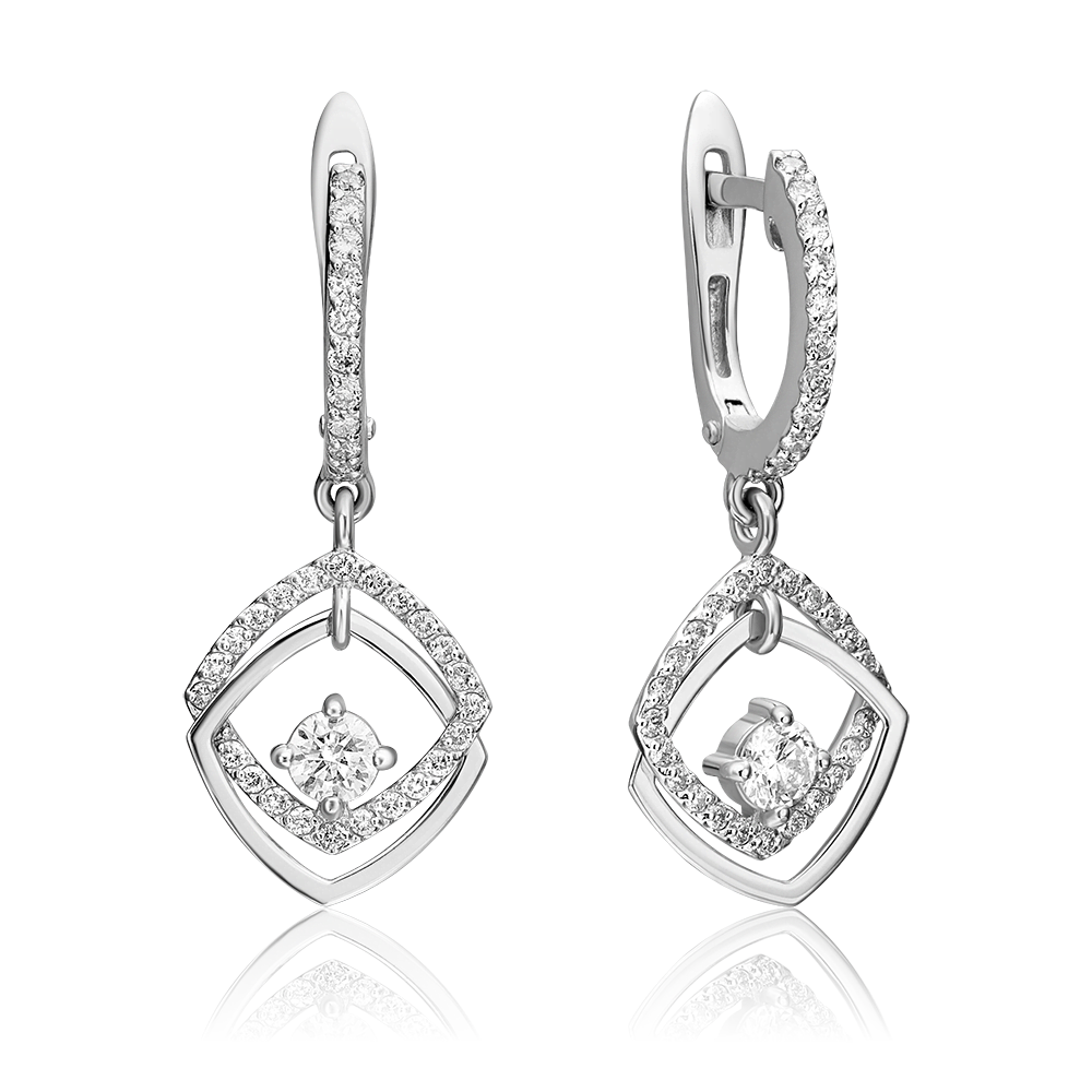 Серьги с английским замком из белого золота с бриллиантами 02-0803-00-101-1120-30