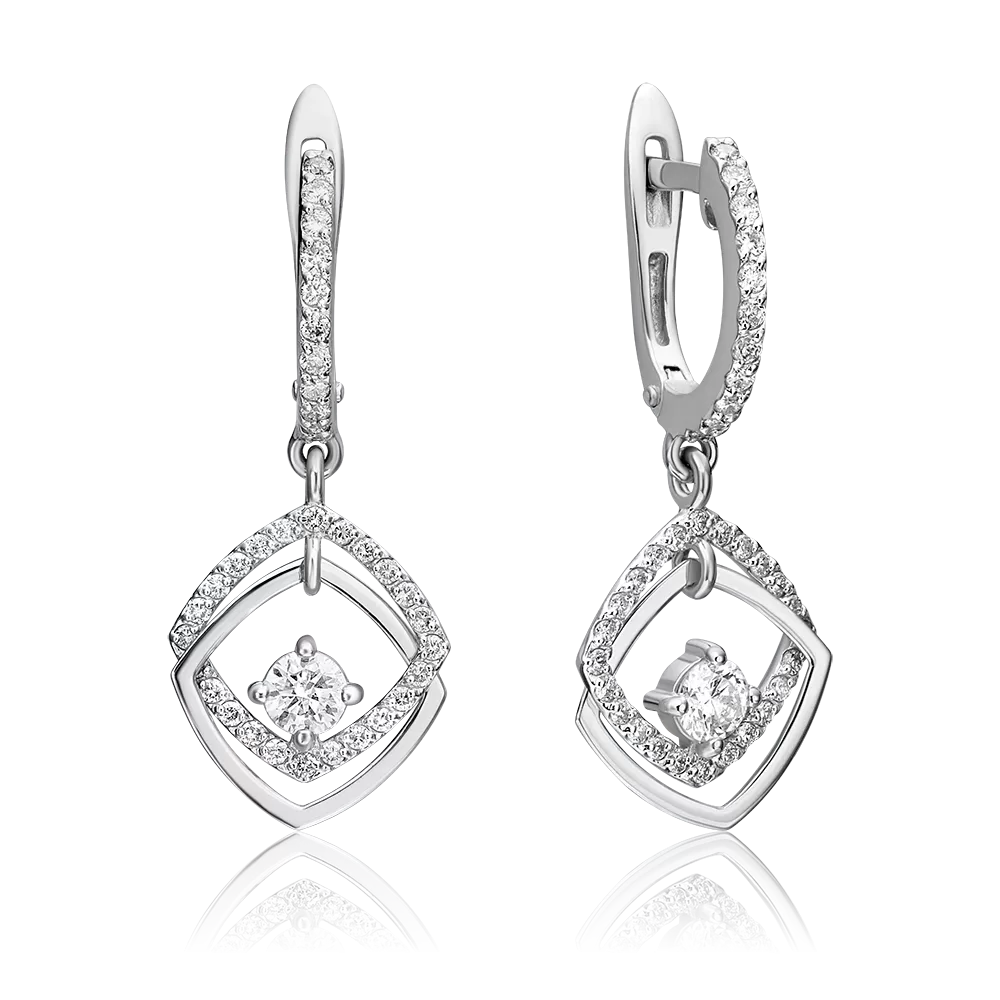 Серьги с английским замком из белого золота с бриллиантами 02-0803-00-101-1120-30