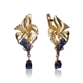 Серьги с английским замком из лимонного золота с фианитами 02-3873-01-404-1130-48