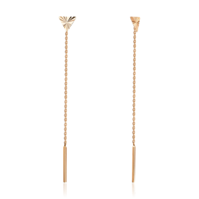 Серьги-цепочки из красного золота с алмазной гранью 02-5572-00-000-1110