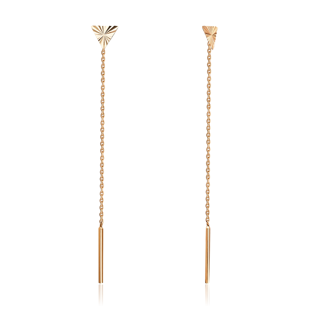 Серьги-продевки из красного золота с алмазной гранью 02-5572-00-000-1110