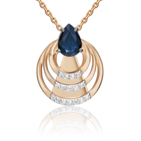 Подвеска из красного золота с сапфиром и бриллиантами 03-3451-00-105-1110