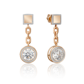 Серьги-пусеты из красного золота с фианитом 02-4557-00-501-1110-38