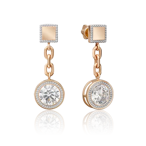 Серьги-пусеты из красного золота с фианитом 02-4557-00-501-1110-38